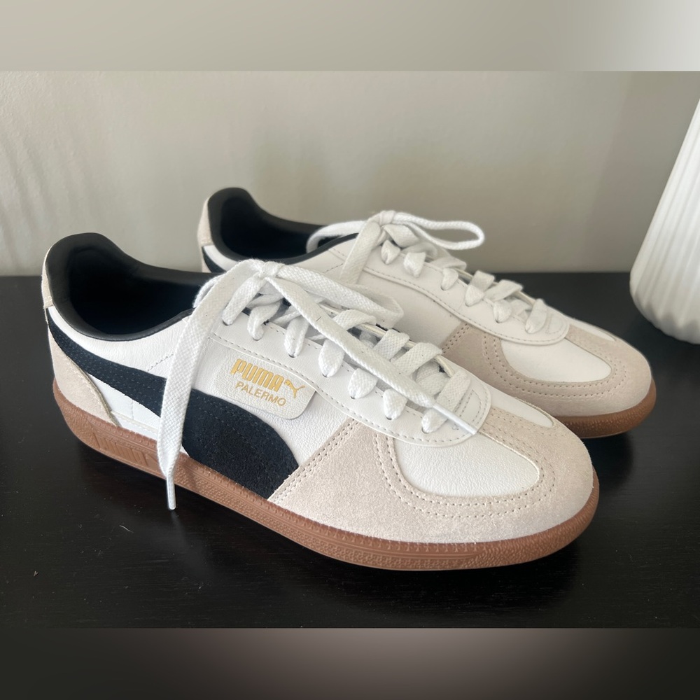 NWOT Women Puma Palermo Leather Sneakers, White-Vapor Gray-Gum size 9